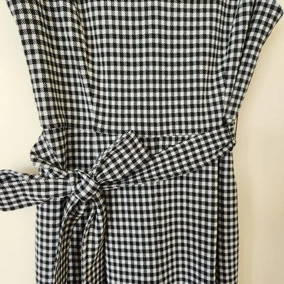 Calvin Klein Black & White Gingham Checkered Sleeveless Jumpsuit Fall Work - Picture 8 of 14